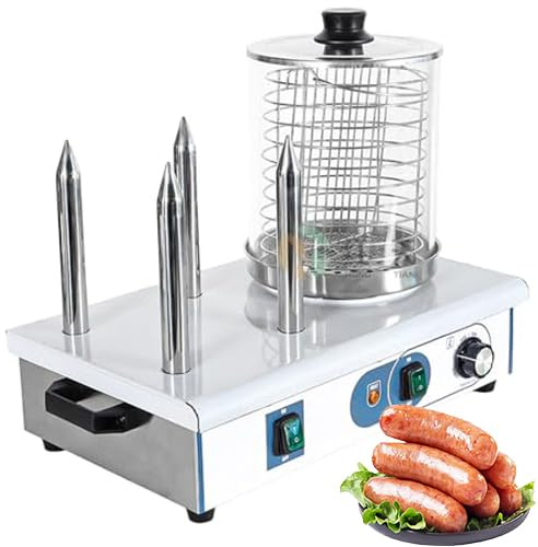 Macchina elettrica per hot dog a 4 bastoncini con scaldapanini, vaporiera commerciale per hot dog e griglia a contatto, temperatura regolabile da 50 a 200 ℃ per ristoranti, camion di cibo