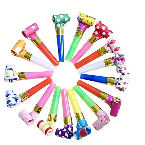 30-Piece Party Blowers Set, Party Poppers for Kids and Adults, Colorful Paper Makers with Extended Tails for Birthday, Wedding, Christmas Celebrations