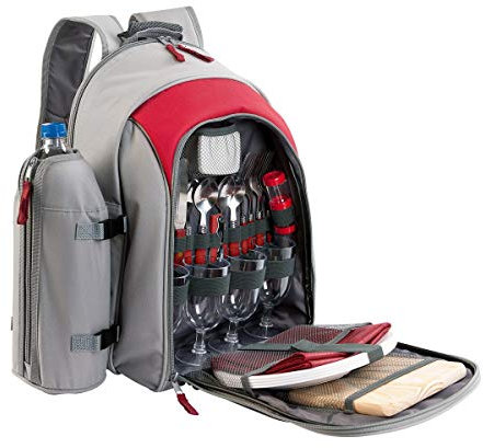 LIVOO Picknick-Rucksack, Kühltasche, Isotherm one size rot/grau