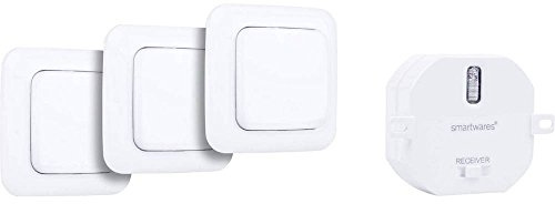 Smartwares SH5-SET-BS SmartHome 3er-Set Funk-Wandschalter Und 1 Einbauschalter Für Geräte Bis 1000 Watt Ideal Für Das Schlafzimmer, 230 V