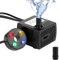 everfarel Mini Wasserpumpe mit 4 LED Licht 350L/H 3.5W, Aquarium Wasserpumpe für Garten, Brunnen,Steingarten, Aquariumpumpe Wasser Pumpen Garten Tauchpumpen Max Förderhöhe 0.85m