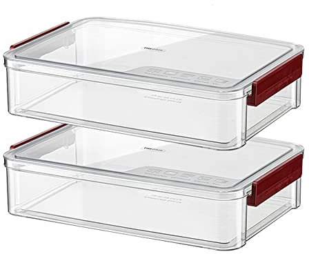 Comforhous 2 Pack Document Storage Clear Plastic Storage Boxes with Lids Stackable Storage Bins Paper Storage Box Containers for Organizing A4 File Paper, Document, Photo, Scrapbook Red