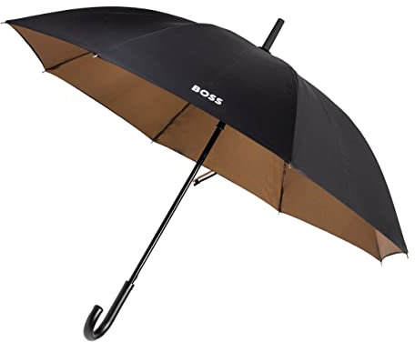 Hugo Boss Iconic Regenschirm Stockschirm aus Polyester in der Farbe Schwarz, Maße offen: Länge ca. 91 cm, Durchmesser ca. 108 cm, HUN321A