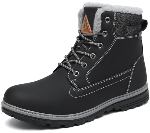 Mishansha Homme Bottes Hiver Chaussure Neige Femme Bottines Randonnée Montante Chaude Légère Winter Chaussures Antiderapante Trekking Outdoor, Noirfoncé 40 EU