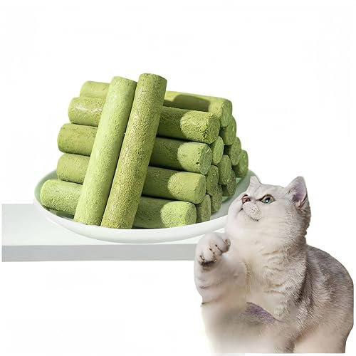 HJYDGJ 30Stück Cat Grass Teething Sticks Katzengras-Beißstab zur Haarentfernung Gefriergetrocknete Katzengras-Stäbchen Katzenminze-Spielzeug Katzen-Kauspielzeug für Zahnpflege und Haarknäuel Entfernen