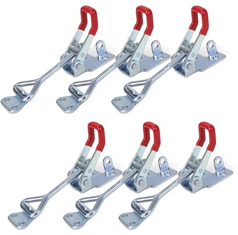 POWERTEC 6PK Toggle Clamp, 400 lbs Holding Capacity, 4002 Adjustable Pull Action Latch for Smoker, Tool Box, Woodworking Jigs and Fixtures, Cabinet, Tool box, Door (20312-P3)