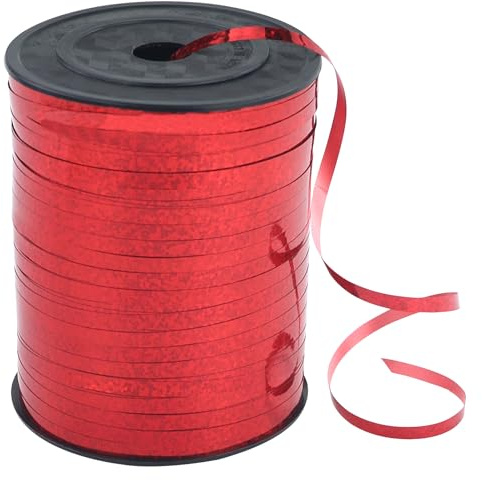 Nastro a righe rosso 5 mm per palloncini, 457 m, nastro arricciato, filo per palloncini, feste, nastri metallici lucidi per confezioni regalo, artigianato, fiocchi, Natale, compleanno,