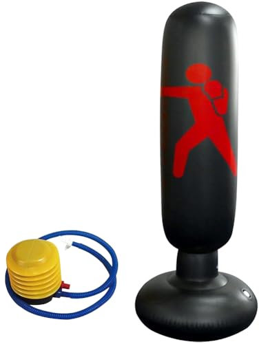 Standboxsäcke Boxsack Kinder, 160cm Aufblasbare Boxsack Kinder, Stressabbauer zum Üben von Karate Taekwondo, Fitnesswerkzeug, Aufblasbare Sandsäcke Trainer für Jugendliche Erwachsene