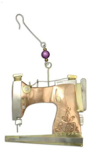Pilgrim Imports Bronze Nickel and Copper Hanging Ornament Handmade Fair Trade- Sewing Machine