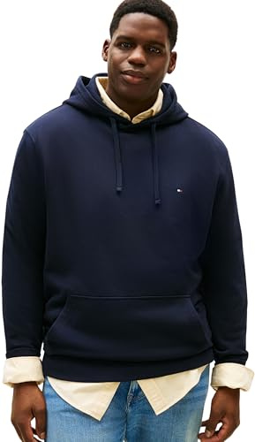 Tommy Hilfiger Herren Hoodie Essential Terry mit Bauchtasche, Blau (Desert Sky), 2XL