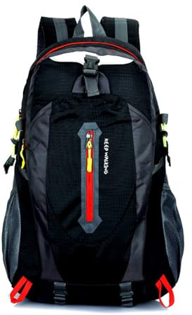 PORRASSO Mochila de Senderismo Mochila Impermeable 25L Daypack Hiking Backpack para Hombre Mujer Camping Escalada Deportes Viajar Aire Libre Negro