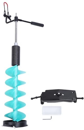 MDKSOUITY Kit de taladro para hielo eléctrico con hoja de carburo afilada de 8 pulgadas, taladro para pesca de hielo con posicionador y barra de extensión de 70 cm para hielo grueso, de U