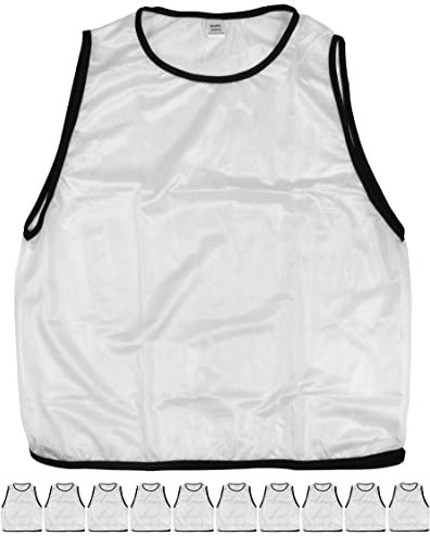 SPORTIKEL24 11 Trainings-Leibchen für Erwachsene – zum Markieren von Mannschaften – Sport Bibs ohne Logo – für Damen & Herren (Weiß)