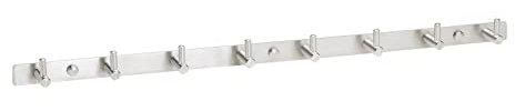Garderobenhaken KARA Edelstahl als Einzelhaken oder Hakenleiste mit 4/6/8 Haken Garderobenleiste Wandhaken Wandgarderobe, Größe wählbar (8 Haken - L: 620 mm) von JUNKER DESIGN