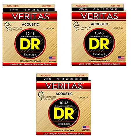 DR VTA-10 - Veritas Western Guitar Strings 010-048 3-Pack