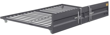 Acme Cargo Metal Cargo Container Style Twin Trundle with Casters in Gunmetal