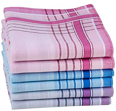 Houlife Damen Taschentücher aus Reiner Gekämmte Baumwolle Stofftaschentücher 3 Farben für Alltagsgebrauch 6/12 Stücke 28x28cm