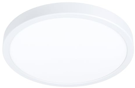EGLO LED Deckenleuchte Fueva 5, Ø 28,5 cm, 1 flammige Aufbauleuchte aus Stahl und einer Kunststoff Leuchtfläche, Deckenlampe in Weiß, LED Aufbaulampe warmweiß