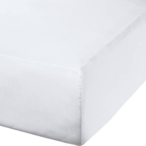 Erwin Müller Spannbettlaken Mako-Satin, Spannbetttuch Landshut - seidig weich, temperaturausgleichend, mit Rundumgummi - weiß - Kochfest Größe 120x200 cm