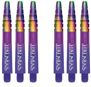 RED DRAGON Peter Wright Snakebite Nitrotech Short Purple Ionic Dart Stems - 2 Sets per Pack (6 Stems in Total)