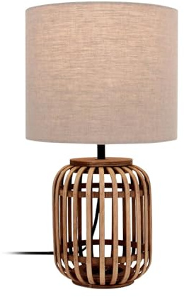 Lindby Tischlampe Marzanna (Landhaus, Vintage Rustikal) aus Textil (1 flammig E27) - Nachttischleuchte Schreibtischlampe Nachttischlampe Wohnzimmerleuchte