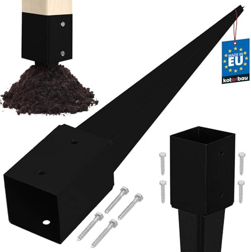 KOTARBAU® Soporte para postes para clavar, 91 x 91 x 750 mm, acero galvanizado con recubrimiento en polvo, manguito de impacto para suelo, valla de jardín, estaca, anclaje de suelo, manguitos para