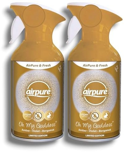 AírPurē | Oh My Goddess - Air Freshener | Amber Violet Bergamot Fragrance | Neutralise Odours - Long-Lasting Fragrance - No Wet Spray or Added Water | 250mL Each
