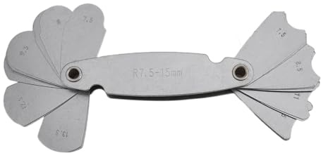 Professional measuring tool radius gauge with plate fillet gauge for pitch and tooth angle verification in threaded components (R7.5-15)