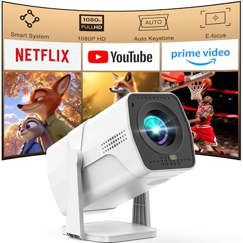 【Compatible avec Netflix】 Vidéoprojecteur 4K Supportée, Projecteur Vidéo Focus Électrique avec WiFi6 Bluetooth 1080P Full HD, 270°Rotation, Retroprojecteur Portable Auto Keystone App Intégrée