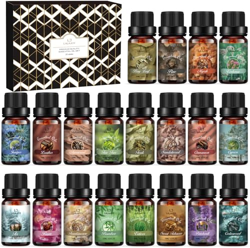 Set de aceites esenciales 20 x 10 ml, aceites esenciales puros para difusores, aceites aromáticos para difusores, jabones, velas aromáticas, spa - Pequeños regalos para mujeres, Navidad, cumpleaños