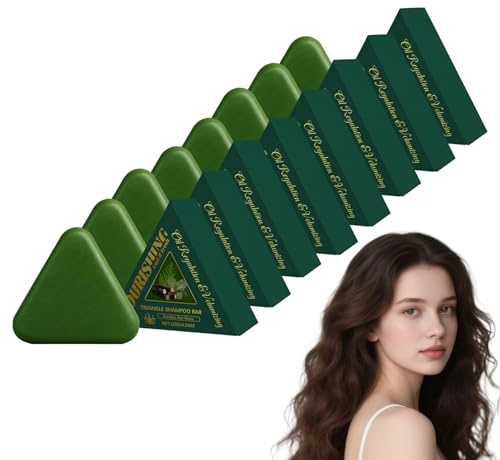 Jabón capilar de hoja de ciprés Nature Triangle Shampoo Bar - Champú y acondicionador sólido para mujeres y hombres, jabón capilar herbal para dar volumen y controlar la grasa, 120g (8 piezas)
