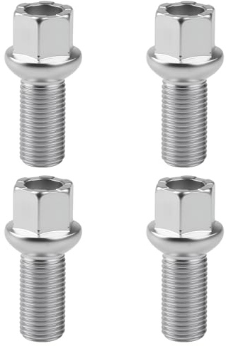 4 x Vis de Roue Galvanisées M14x1.5x27 mm Zinguées en Acier Allié 40Cr, Boulons SW17 avec Siège à Rotule, Revêtement Antirouille A/G, Compatibles avec Volkswagen/Škoda/SEAT/Audi/Jetta/Touran/Bora