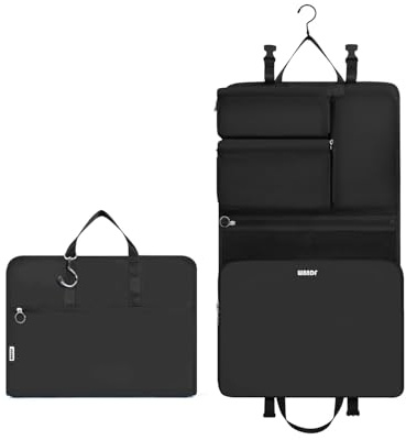 WANDF 6-in-1 Packing Cubes Koffer Organizer mit 360°-Aufhängehaken, Wasserabweisende Packwürfel Kompressions für Reisen, Multifunktionaler Handgepäck, Reise Essentials für Damen Herren, Schwarz