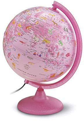 Tecnodidattica Zoo Illuminated Children's Globe - 25 cm, Pink