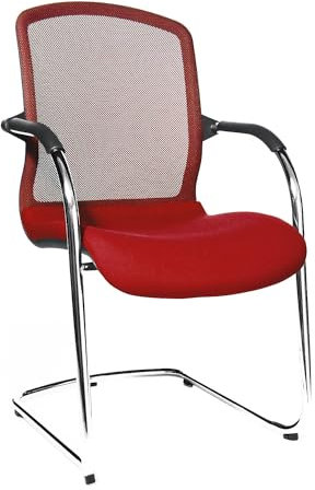 TOPSTAR | Open Chair - der Design-Besucherstuhl | Freischwinger mit Netzrücken | VE 2 STK | rot