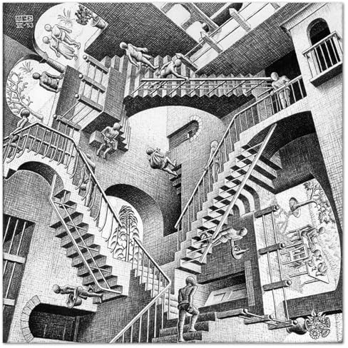 Giallobus - Quadro - Maurits Cornelis Escher - Relativity - Vetro acrilico - 70L x 70l cm - Pronto da appendere - Quadri moderni per la casa