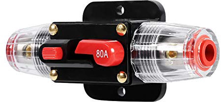Keenso Auto Radio Sicherungsautomat, Boot Radio 12V-24V 50A-100A Wasserdicht Hochspannungsschutz Sicherungautomat Leistungsschalter Sicherungshalter für Auto Boot(80A)