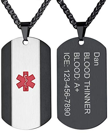 Supcare Chapa Medical Personalizado Hombre Colgante Cruz Roja Alerta Médica Collar Grabadi Acero Inoxidable 316L para Enfermedades Tabla Militar Personalizado Nombres