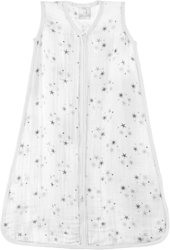 aden + anais Baby Sleeping Bag, 100% Cotton Muslin, Wearable Swaddle Blanket for Girls & Boys, Newborn Sleep Sack, Breathable & Lightweight, TOG Rating 1.0, 6-18 Months, twinkle