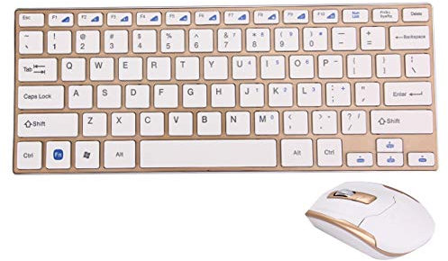 Teclado y ratón Combo Set Quiet Inalámbrica De 2,4 GHz 78 Teclas Del Teclado De Metal Ultrafino Con El Teclado Wireless Optical Mouse + Cubierta Con Receptor USB Integrado For El Ordenador Portátil Te