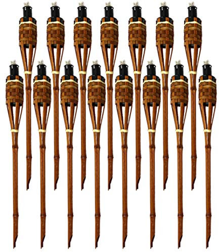 Moritz 15 Stück Bambusfackeln Fackel Deluxe 90 cm Dunkelbraun Gartenfackel Ölfackeln Garten Deko Öllampe Wegleuchte