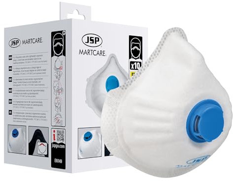 JSP Martcare® Geformte Einwegmaske (M32) FFP3V - Schachtel mit 10 Stück (BEH130-002-A00)