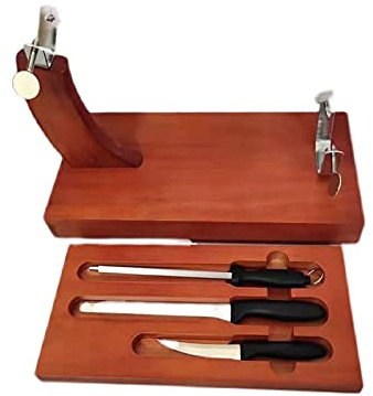 QTBH Ham Stand Wood Ham Fixing Device, Ham Rack with Drawer for Kitchen Barbecue，Restaurant Home Kitchen Accessories Ham Holder Stand