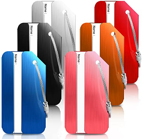 Wonwood_direct Kofferanhänger Koffer, Gepäckanhänger aus Aluminum, 6 Stück, Tags mit Namensschild Adressschild, Geeignet für Reisegepäck, Reisetasche Koffer, Taschen, Rucksäcke