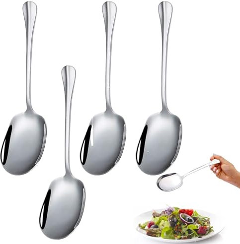 SUpoetry 4 Pezzi Cucchiaio da Portata In Acciaio Inox, Cucchiai da Portata Grandi, Cucchiaio da Buffet, C-ucchiaio da Insalata Grande per Cene Al Ristorante e Pasti In Famiglia (21 x 5,8 cm)