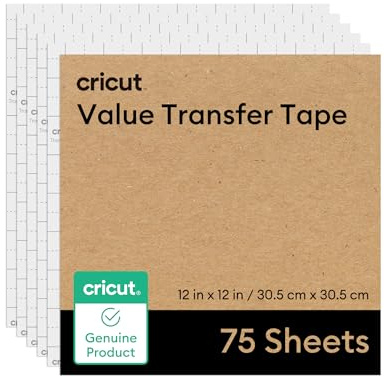 Cricut Value Transfer Tape - 75ft Flat Pack, 12in x 12in Sheets (75-Count)
