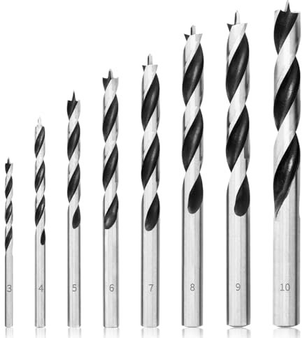 Juego de 8 Brocas Madera, Meccion Professional Brad Point Brocas de Helicoidal para Madera (Ø 3/4/5/6/7/8/9/10 mm)