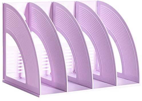 aghoer Portariviste da Scrivania, Portariviste con 4 Scomparti, Portariviste Pieghevole, Plastica Organizer per Documenti, Portariviste per File a 4 Scomparti, per Documenti Riviste Libri, Viola