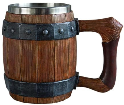 Tasse à café de style pichet – Tasse à boire en résine d'acier inoxydable, tasse en pierre, tasse à bière polyvalente de style antique faite à la main pour les anniversaires, l'Oktoberfest, les annive