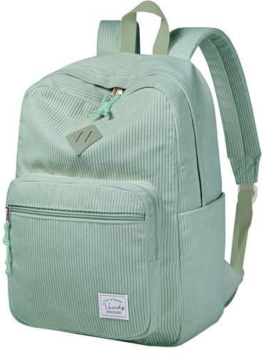 VASCHY Cord Rucksack, Vintage Casual Unisex Nette Schulrucksack Fuzzy Fluffy Plüsch Fleece Reise Rucksack Daypack für Schule Teens Herren Damen Hellgrün